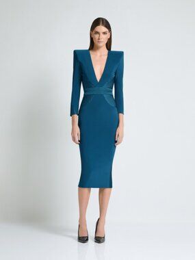 Zhivago 'The Secret' Peacock Bodycon 3/4 Sleeve Midi